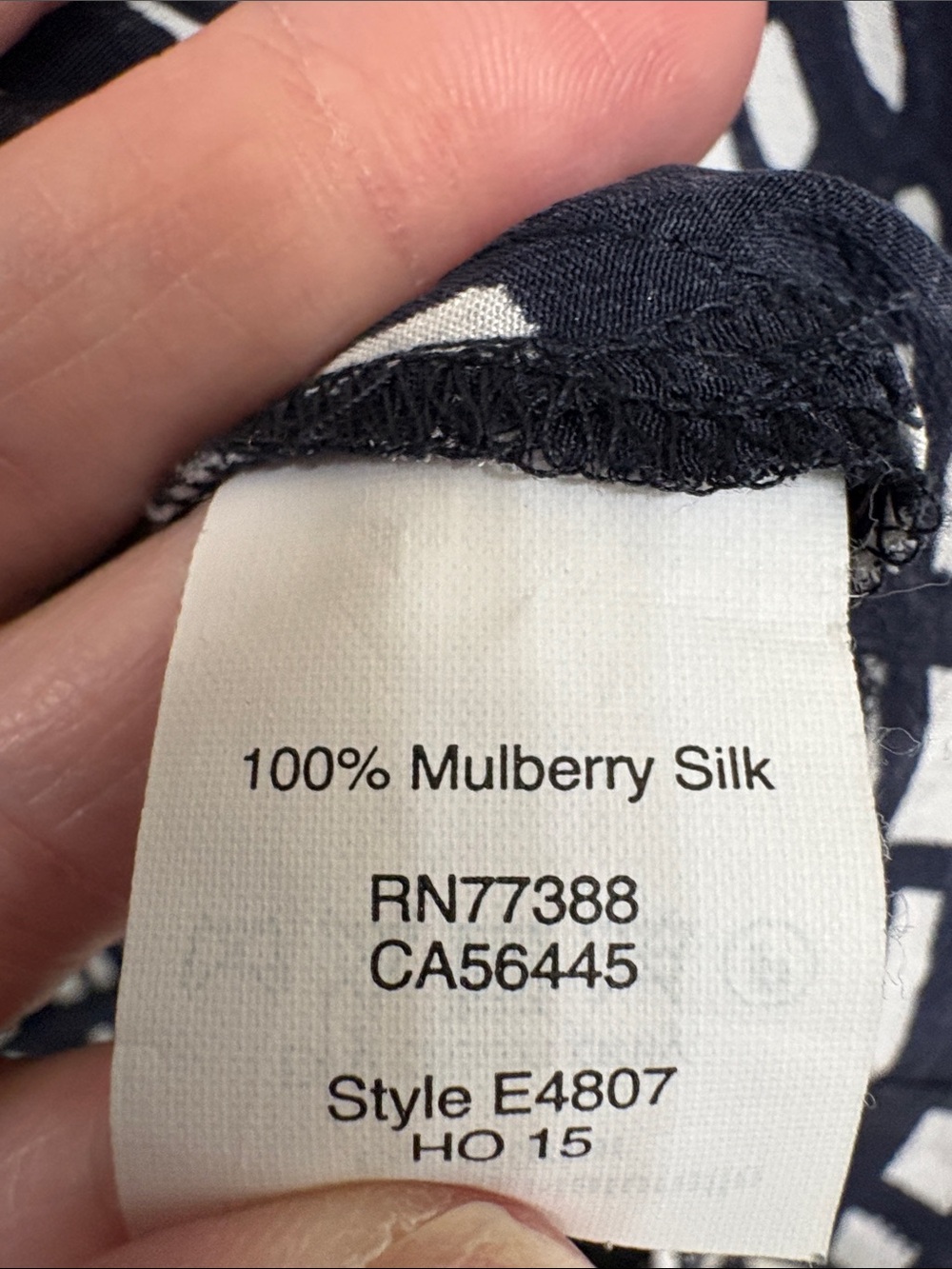 Madewell 100% Silk Navy & White Grid-Print Scoop Neck 3/4 Sleeve Top - Picture 7 of 10
